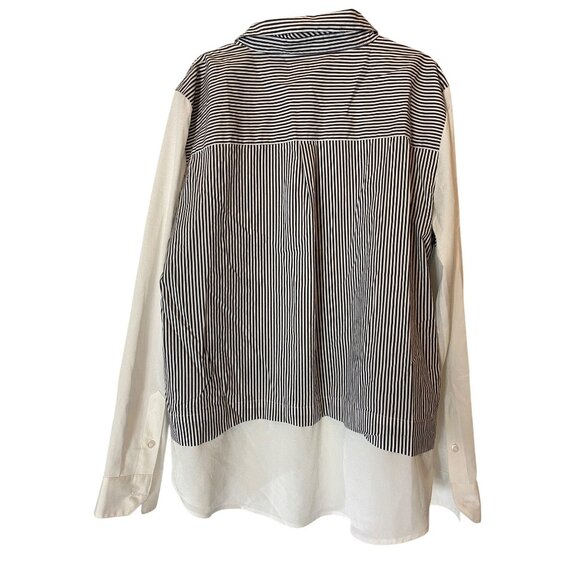 Calvin Klein Black & White Stripes Button-Up Shirt Top Shirt Layered XL - Picture 2 of 10